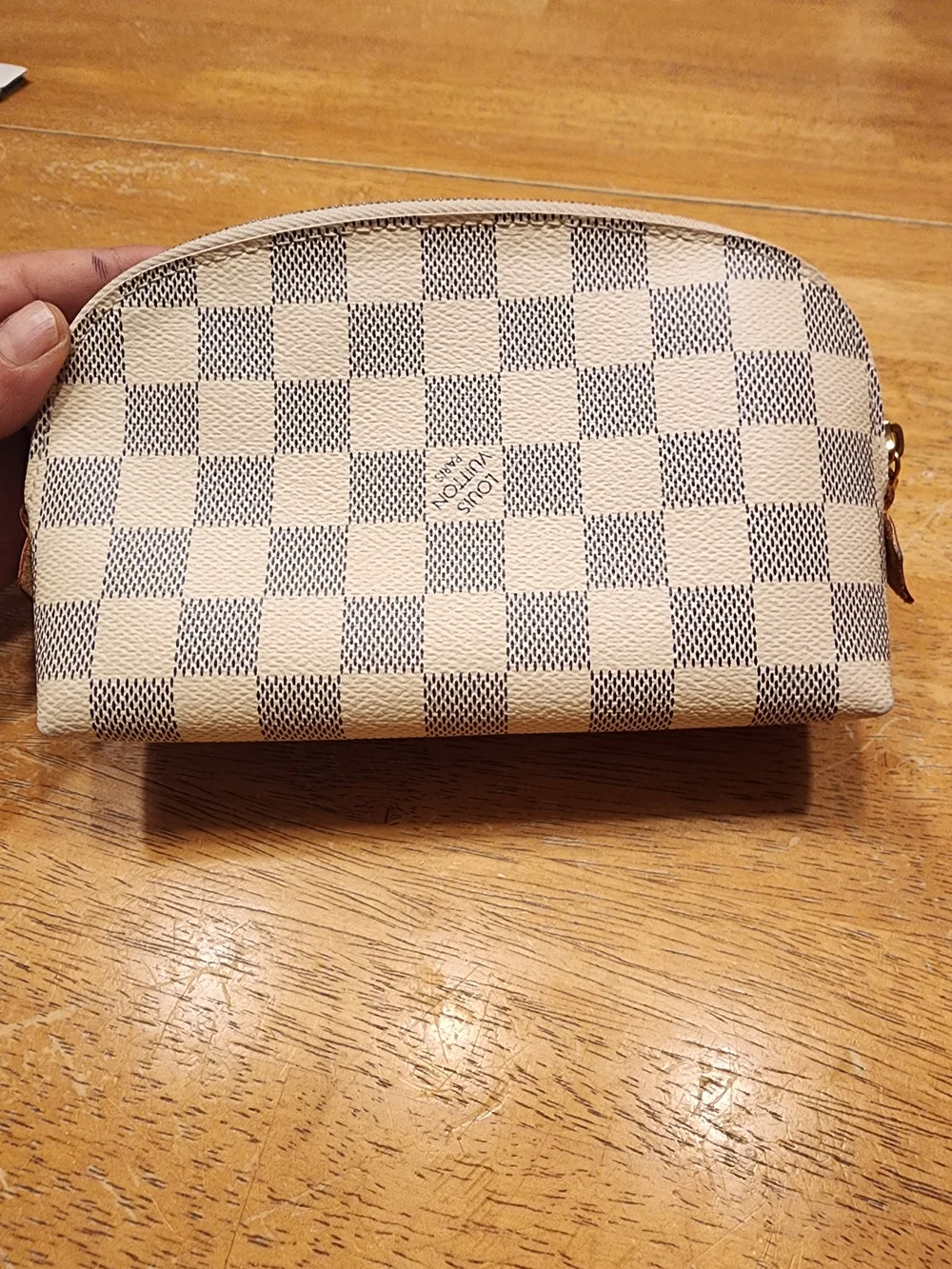 Louis Vuitton Damier Azur Small Zip Cosmetic Pouch in Cream & Light Blue